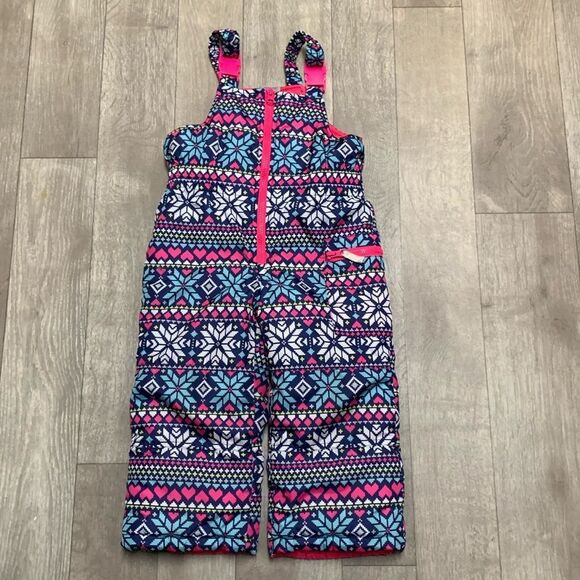 Girls Carter’s Geometrical Snow Winter‎ Adjustable Pull On Bib Overalls Suit - Picture 1 of 8